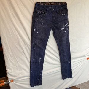 Rock revival Nyle Alt straight tapered distressed jeans paint splatter size 29